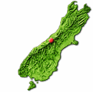 South Island map showing Mount Cook